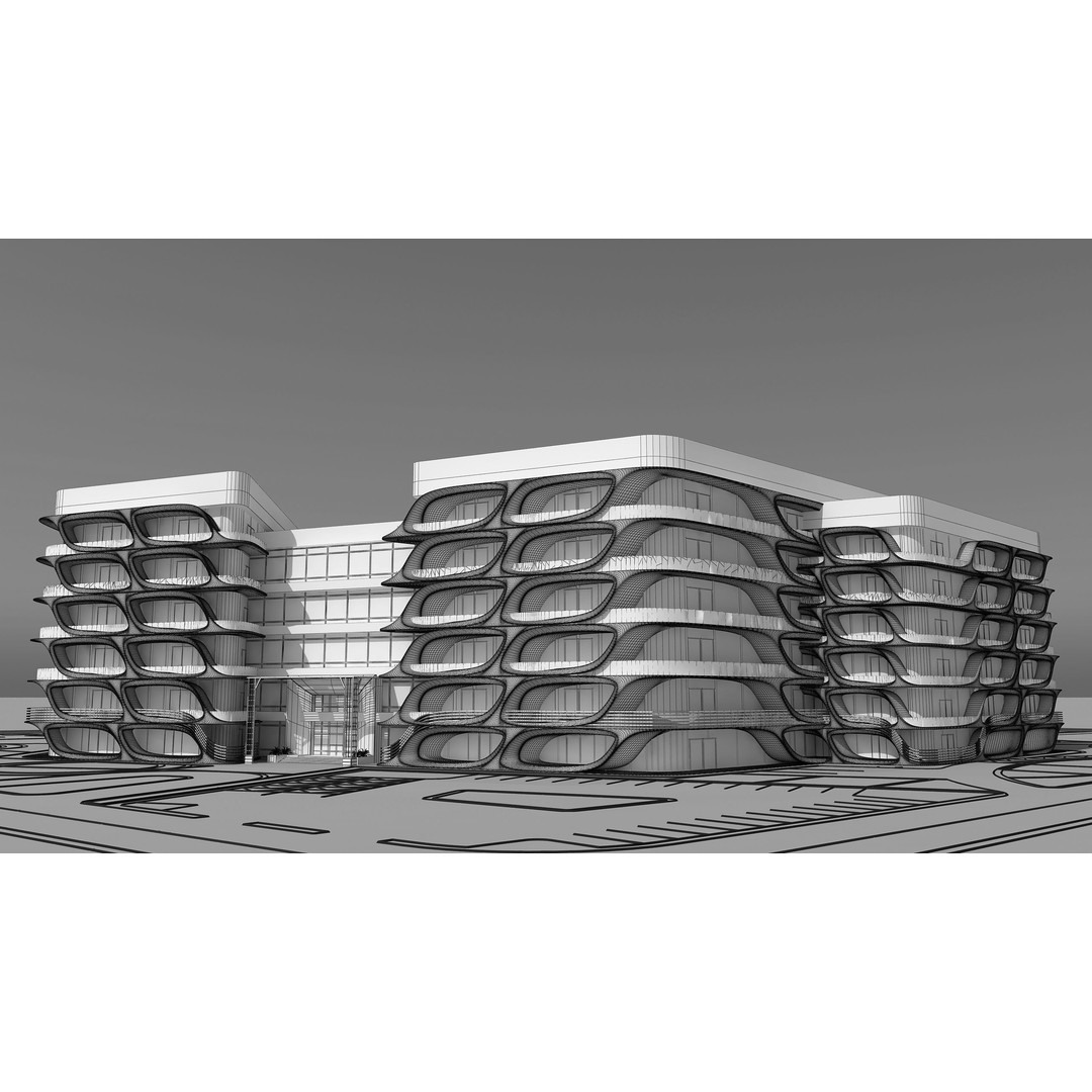 Medical Building 3D Model – PBR Exterior Architecture, FBX, OBJ - View 18