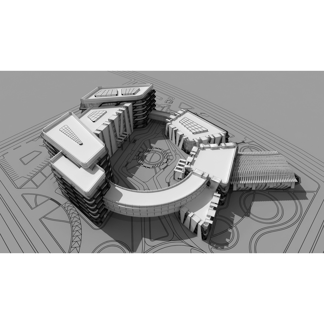 Medical Building 3D Model – PBR Exterior Architecture, FBX, OBJ - View 20