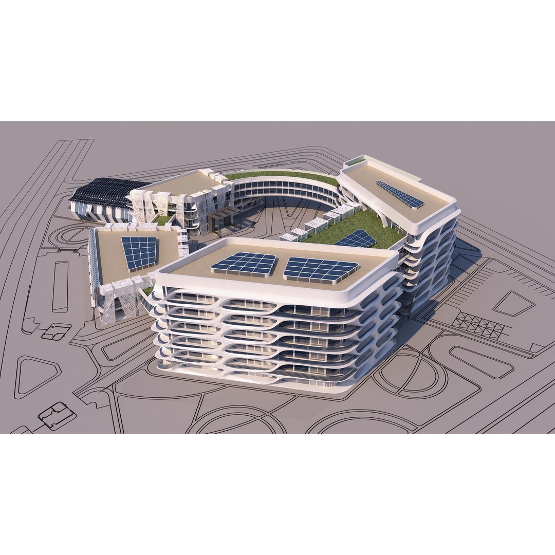 Medical Building 3D Model – PBR Exterior Architecture, FBX, OBJ - View 3