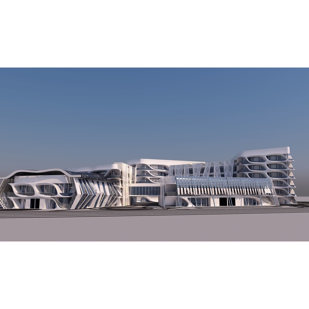 Medical Building 3D Model – PBR Exterior Architecture, FBX, OBJ - View 4