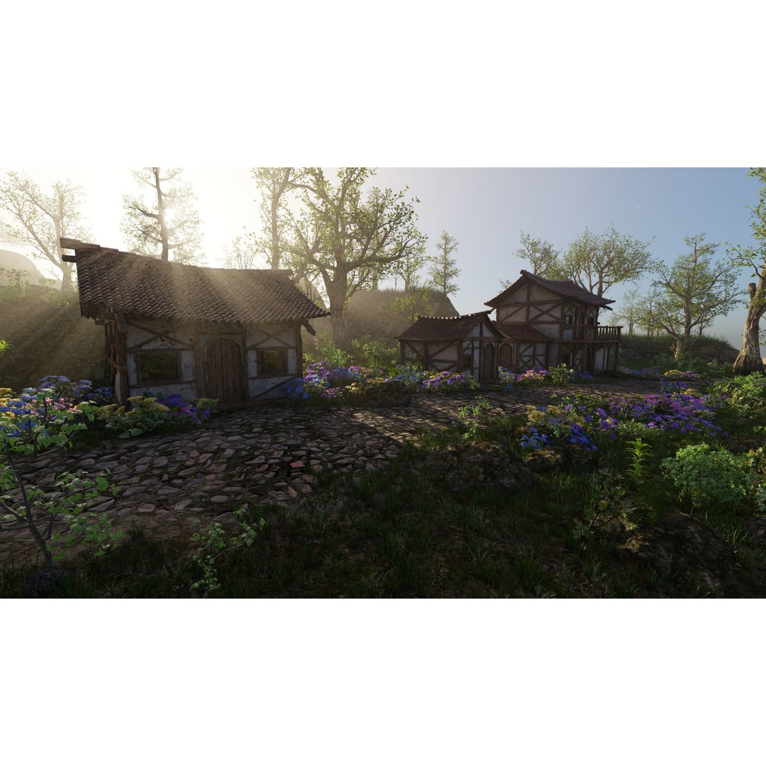 Medieval Bridge Scene 3D Model – High Poly Landscape Asset for Blender - View 11