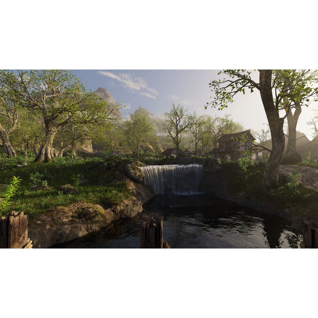 Medieval Bridge Scene 3D Model – High Poly Landscape Asset for Blender - View 15