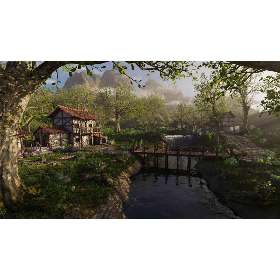 Medieval Bridge Scene 3D Model – High Poly Landscape Asset for Blender - View 2