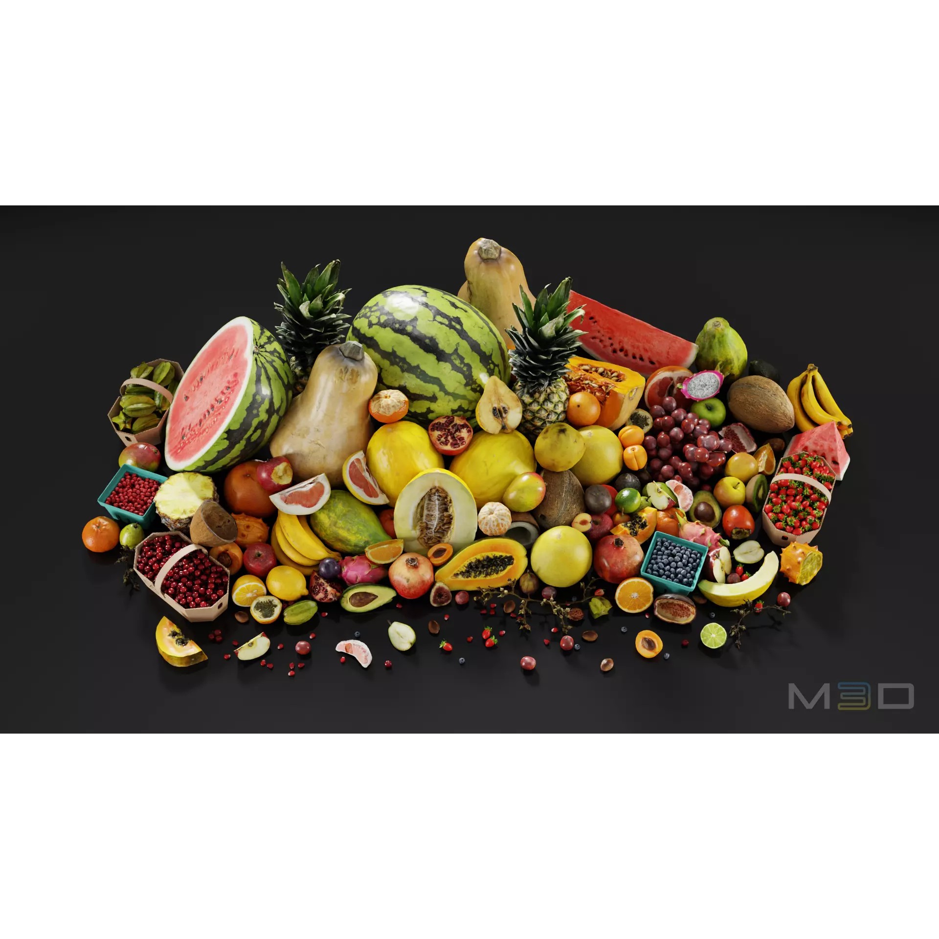 Fruit Market - Low-Poly Game-Ready 3D Model - View 2