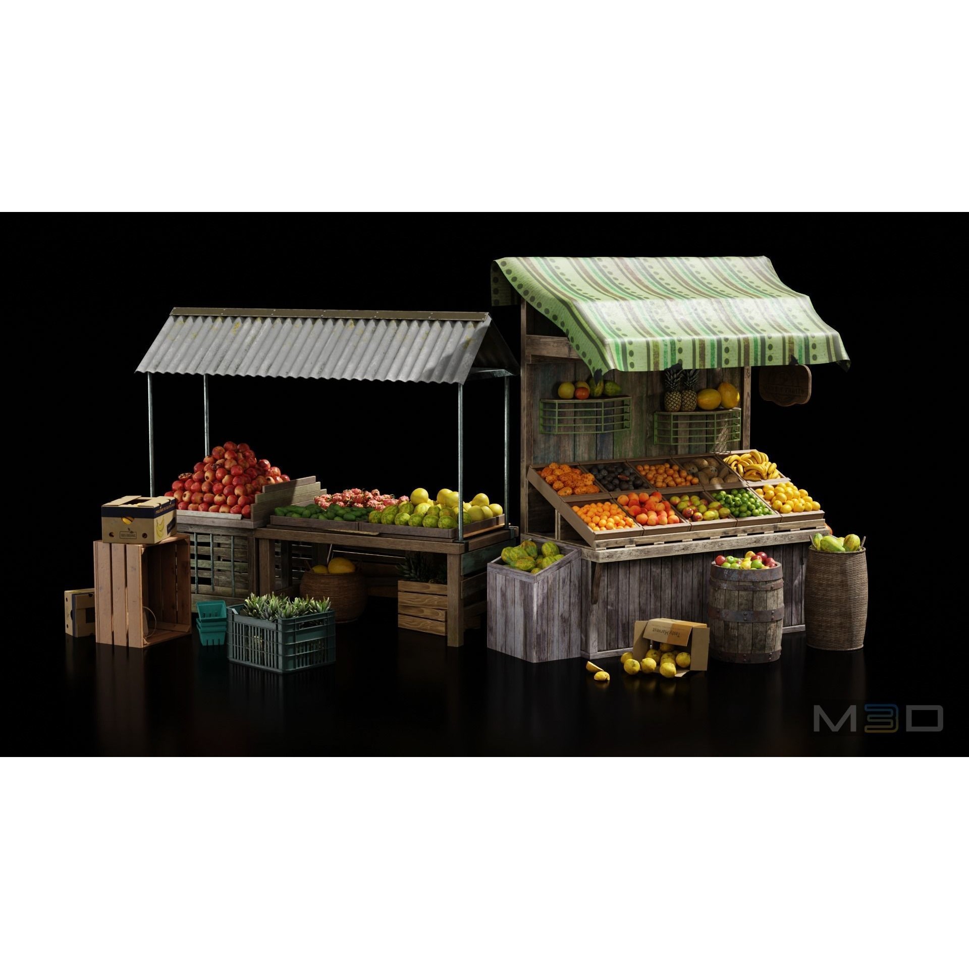 Fruit Market - Low-Poly Game-Ready 3D Model - View 4