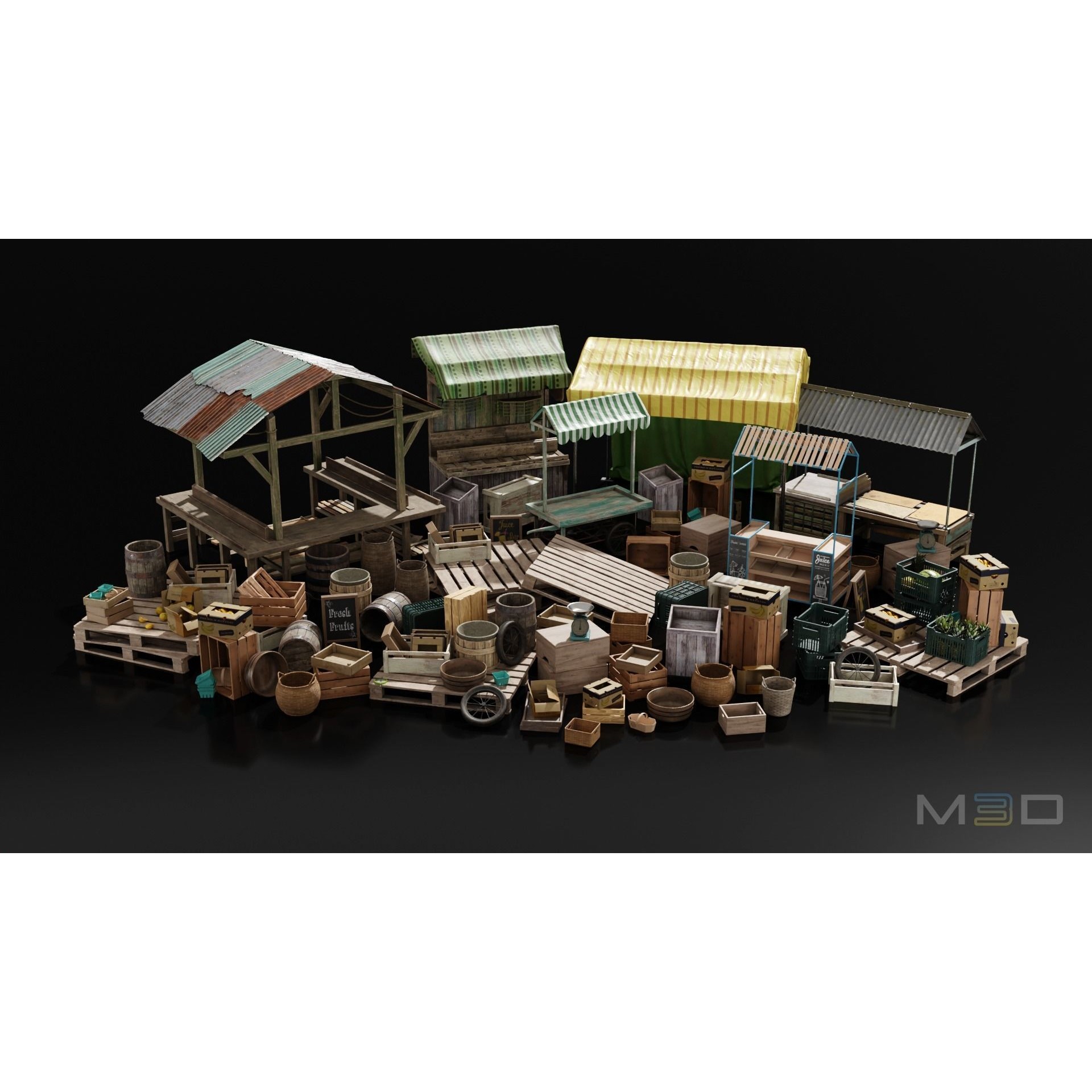 Fruit Market - Low-Poly Game-Ready 3D Model - View 7