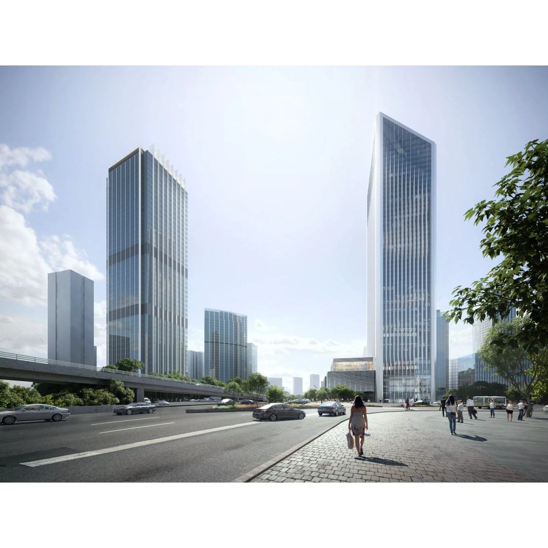 Glass Office Towers 3D Model – High-Quality Architectural Visualization, FBX, OBJ - View 3