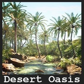 Desert Oasis 3D Model – Low Poly Prop Package with PBR Textures