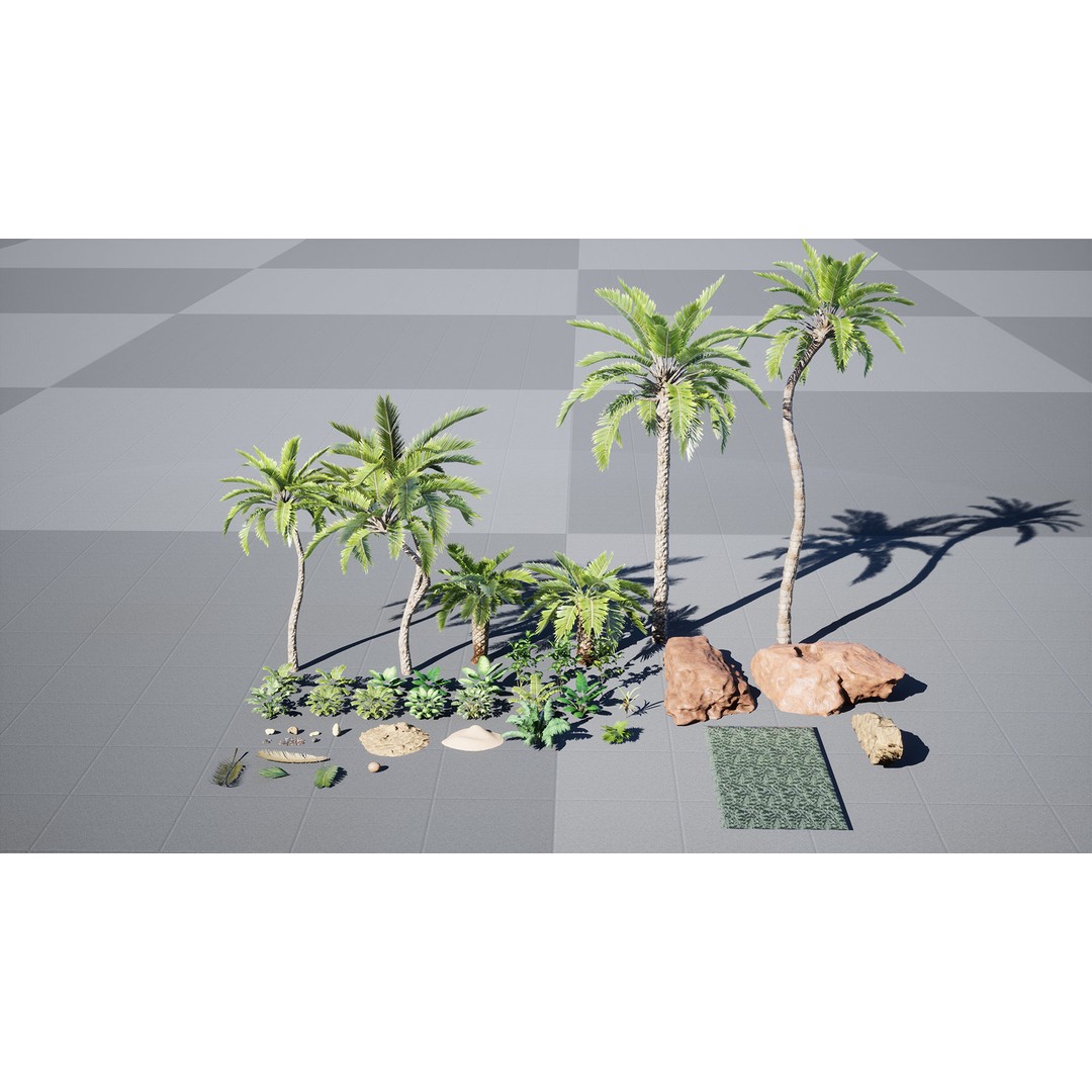 Desert Oasis 3D Model – Low Poly Prop Package with PBR Textures - View 12