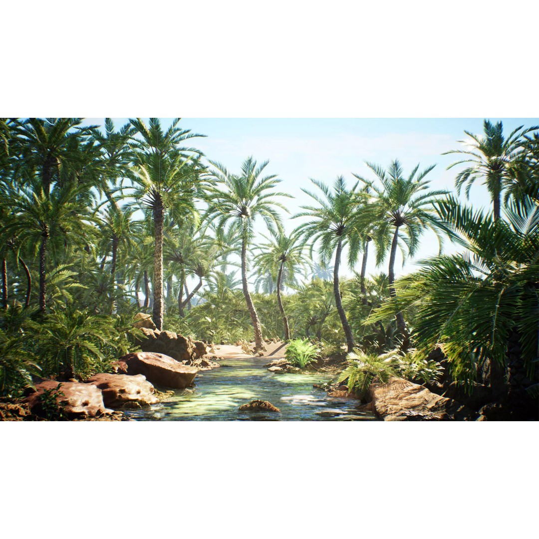 Desert Oasis 3D Model – Low Poly Prop Package with PBR Textures - View 2