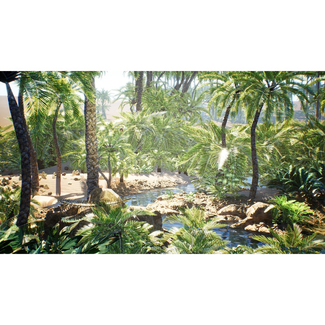 Desert Oasis 3D Model – Low Poly Prop Package with PBR Textures - View 8