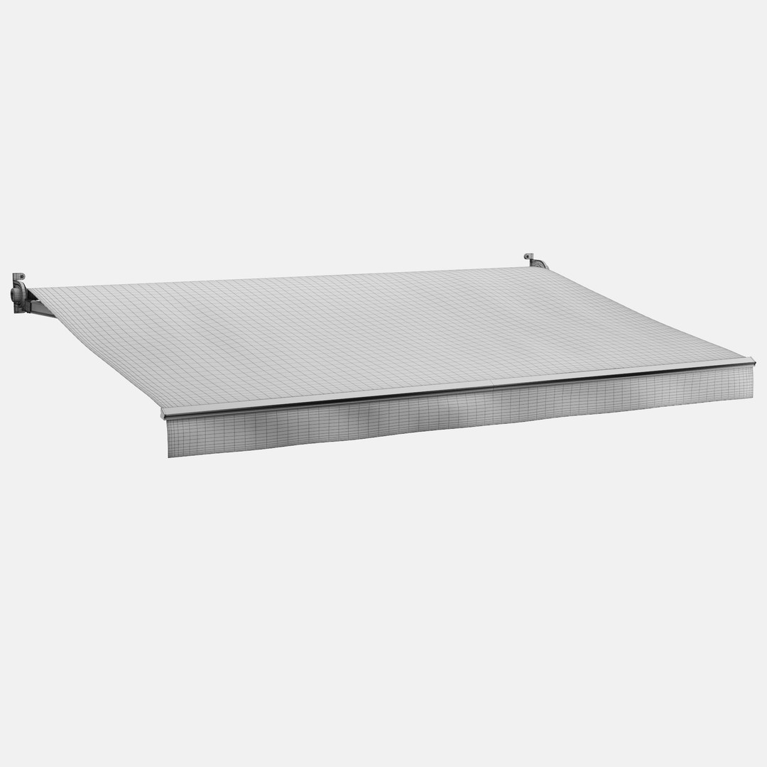 Elbow Awning 3D Model – Contemporary Cafe Canopy Set, FBX & OBJ - View 11