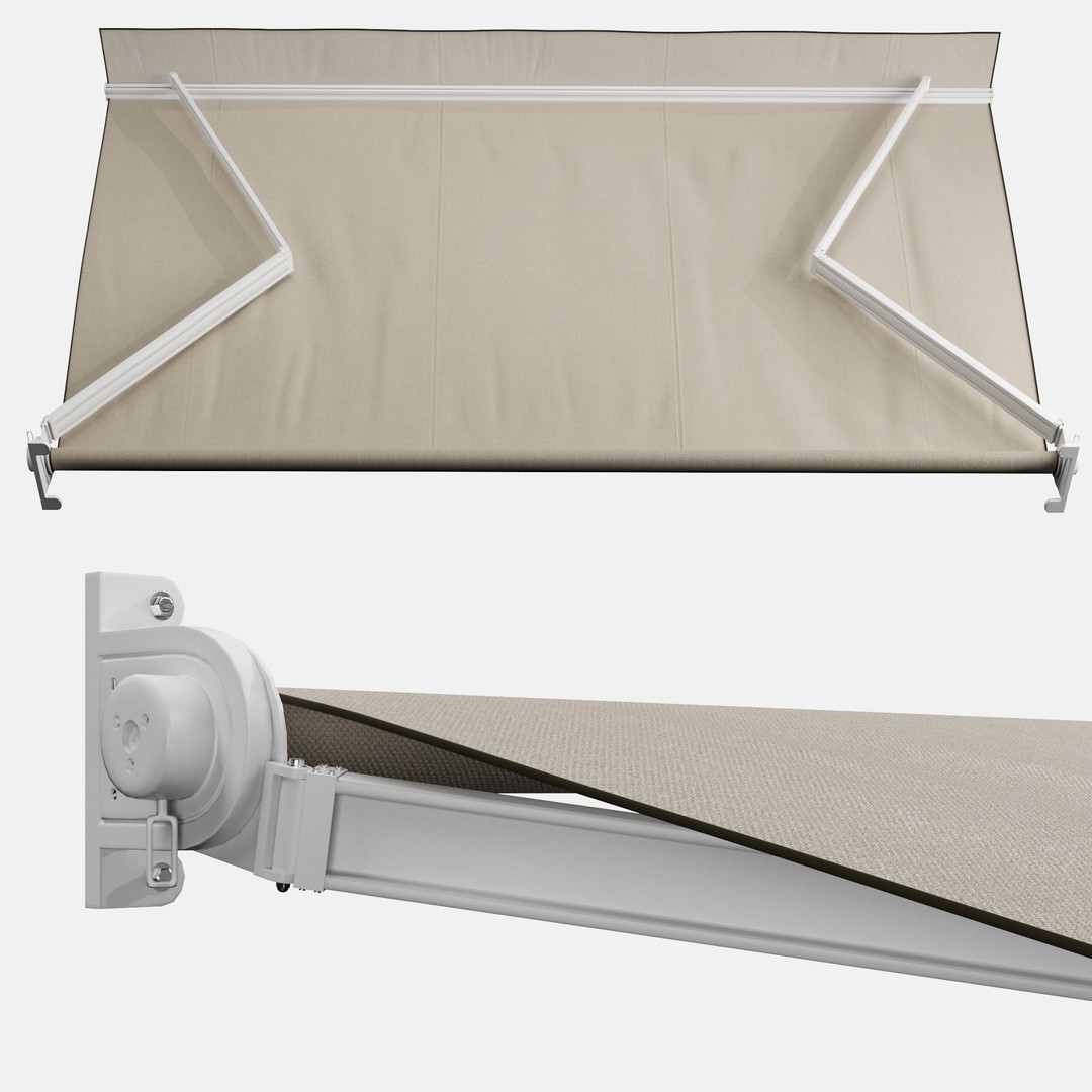Elbow Awning 3D Model – Contemporary Cafe Canopy Set, FBX & OBJ - View 12