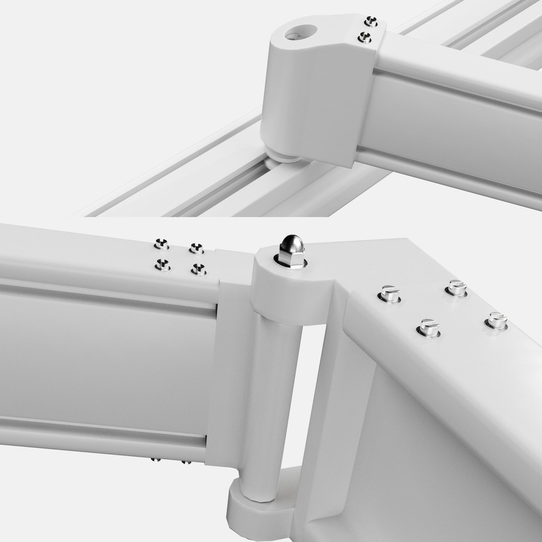 Elbow Awning 3D Model – Contemporary Cafe Canopy Set, FBX & OBJ - View 13