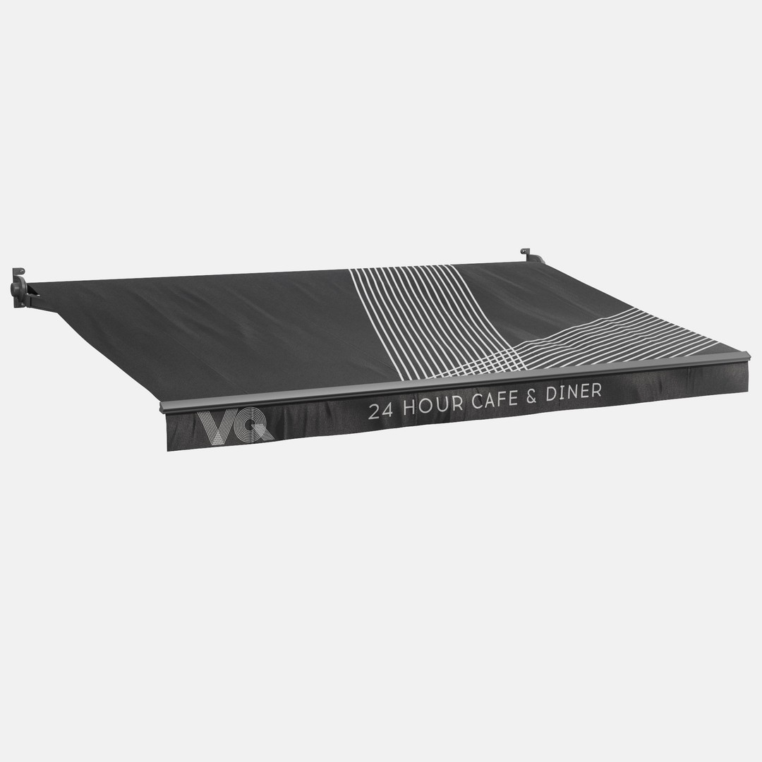 Elbow Awning 3D Model – Contemporary Cafe Canopy Set, FBX & OBJ - View 17