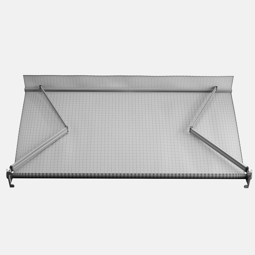 Elbow Awning 3D Model – Contemporary Cafe Canopy Set, FBX & OBJ - View 5