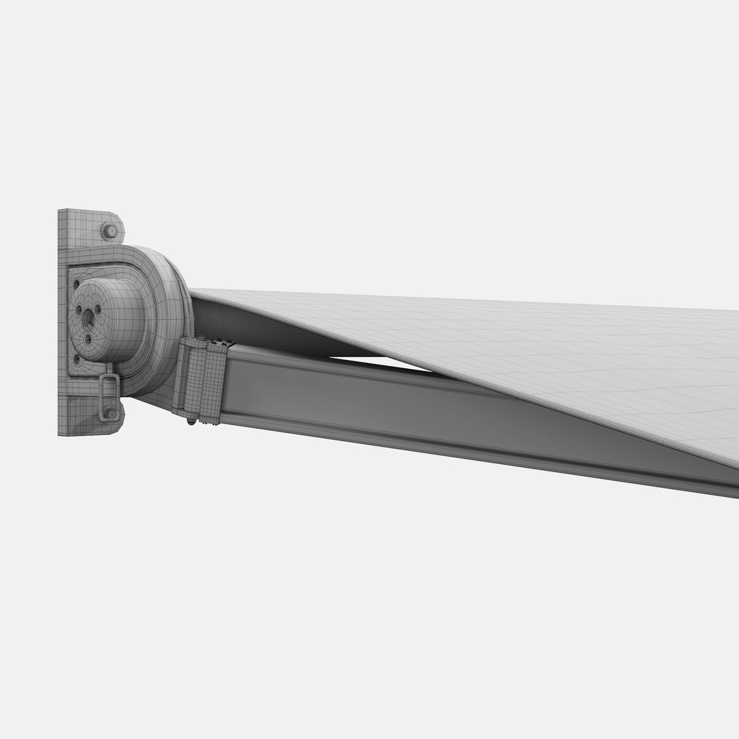 Elbow Awning 3D Model – Contemporary Cafe Canopy Set, FBX & OBJ - View 9