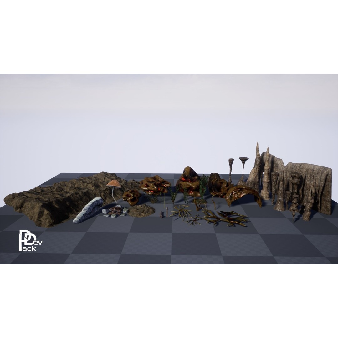 Biomass 3D Model – Low Poly Nature Props, FBX, PBR Textures