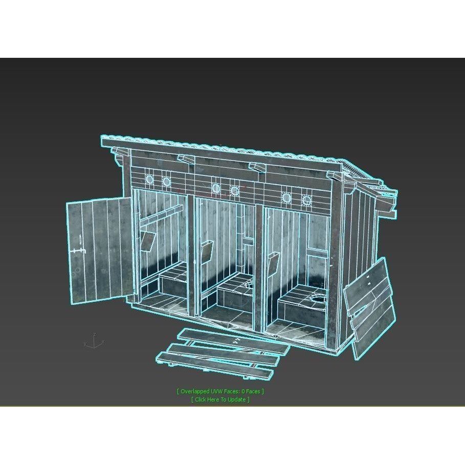 Abandoned Wooden Toilets 3D Model – Realistic PBR Asset, FBX, OBJ