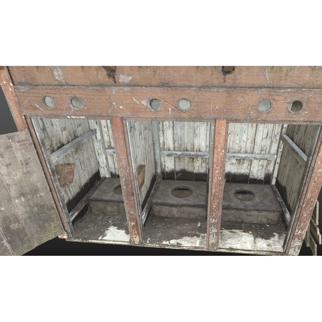 Abandoned Wooden Toilets 3D Model – Realistic PBR Asset, FBX, OBJ - View 10