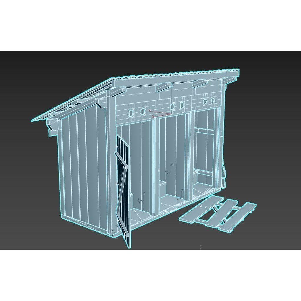 Abandoned Wooden Toilets 3D Model – Realistic PBR Asset, FBX, OBJ - View 13