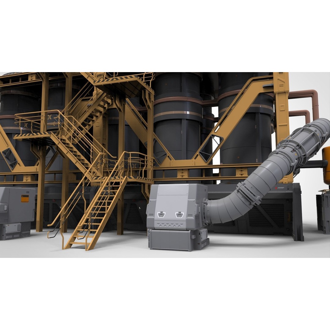 Sci-Fi Storage Tank 3D Model – Industrial Equipment for Games, FBX - View 11