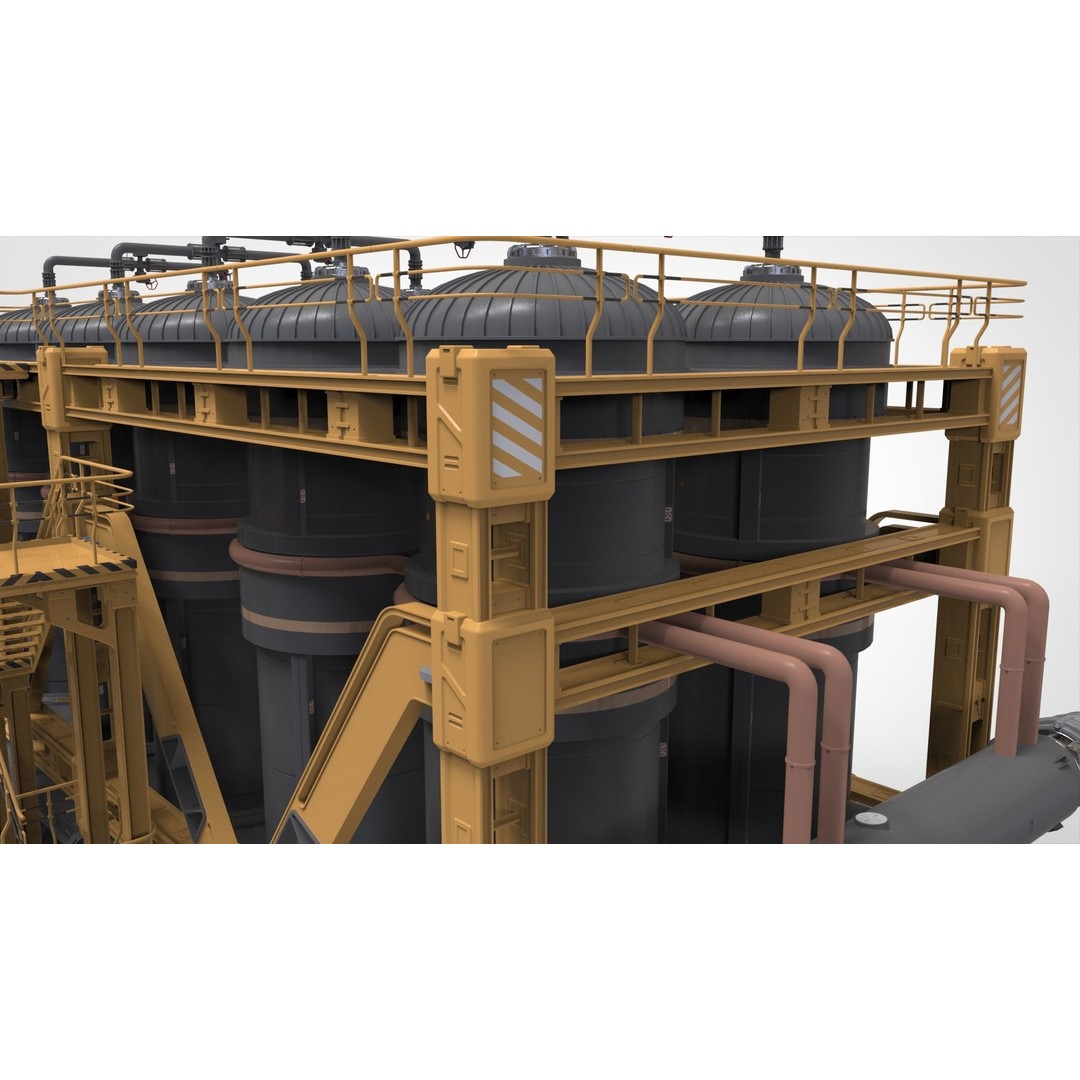 Sci-Fi Storage Tank 3D Model – Industrial Equipment for Games, FBX - View 15