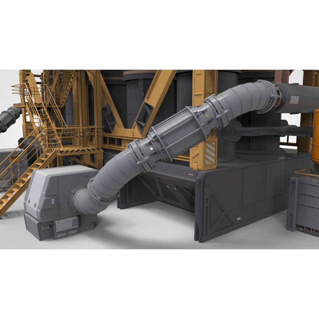 Sci-Fi Storage Tank 3D Model – Industrial Equipment for Games, FBX - View 16