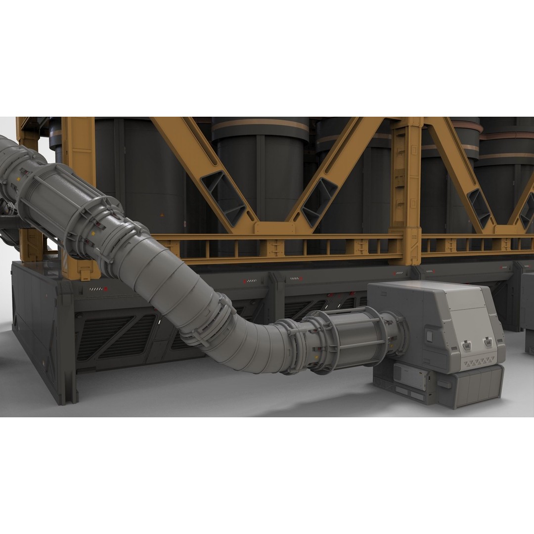 Sci-Fi Storage Tank 3D Model – Industrial Equipment for Games, FBX - View 18