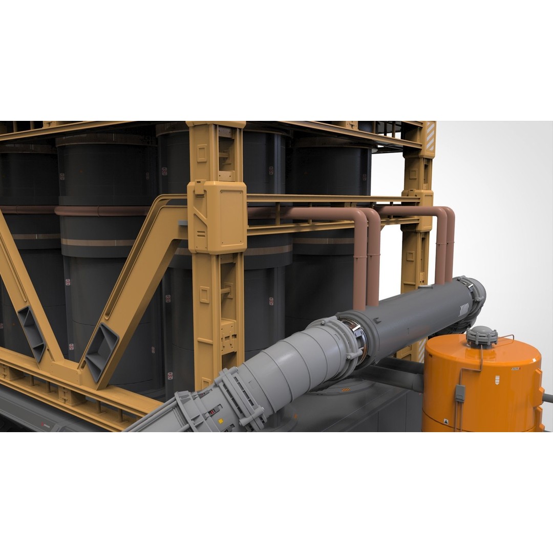 Sci-Fi Storage Tank 3D Model – Industrial Equipment for Games, FBX - View 22