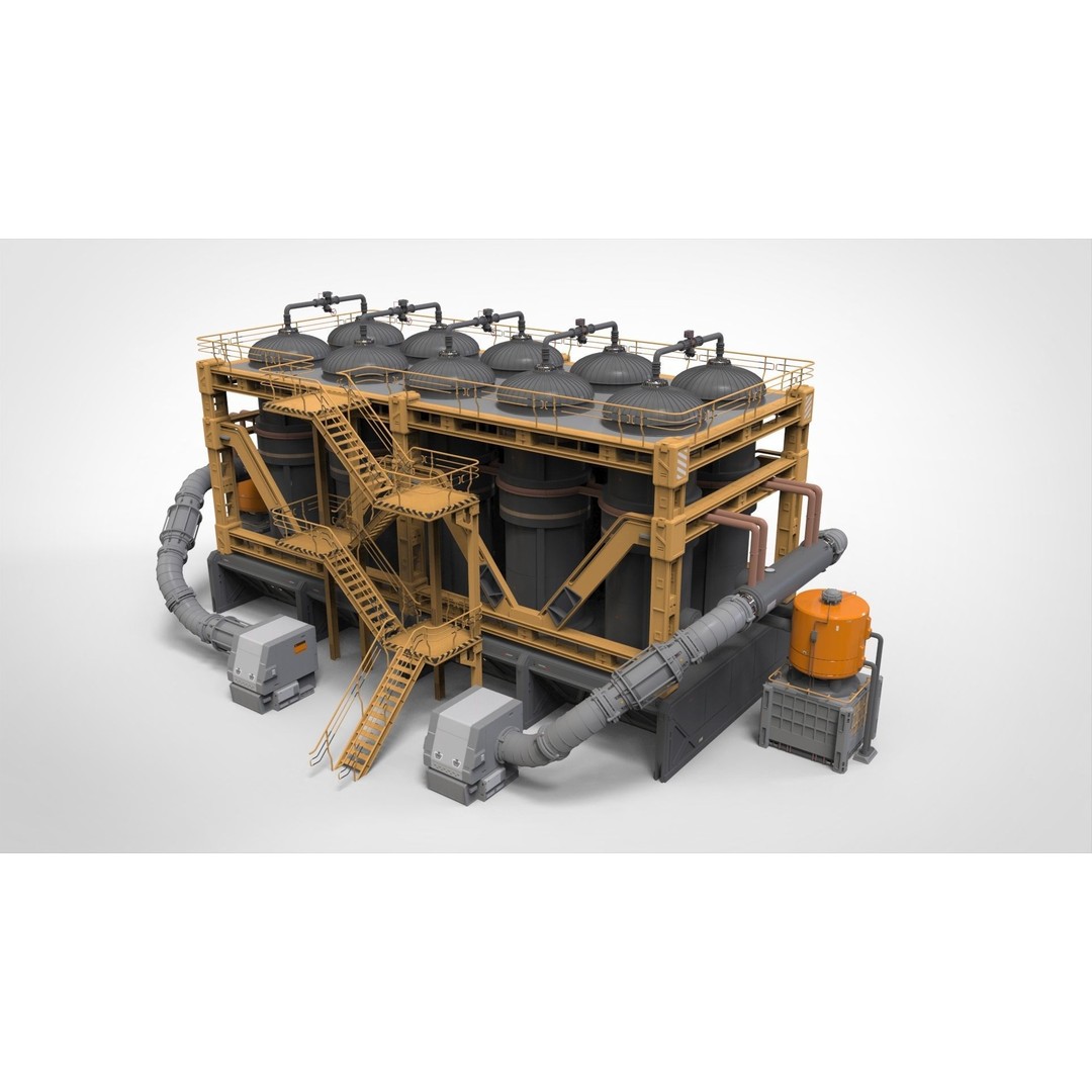 Sci-Fi Storage Tank 3D Model – Industrial Equipment for Games, FBX - View 3