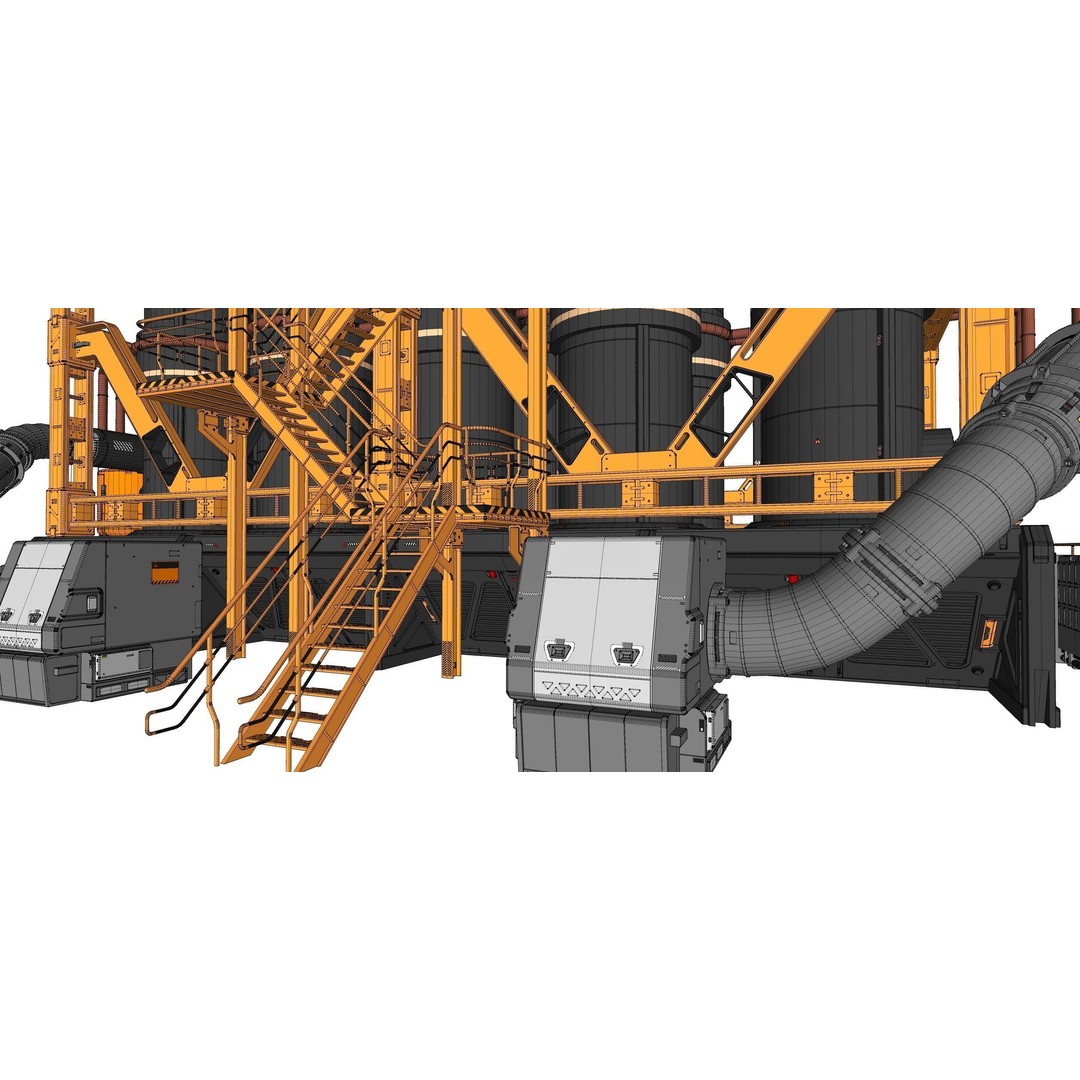 Sci-Fi Storage Tank 3D Model – Industrial Equipment for Games, FBX - View 31