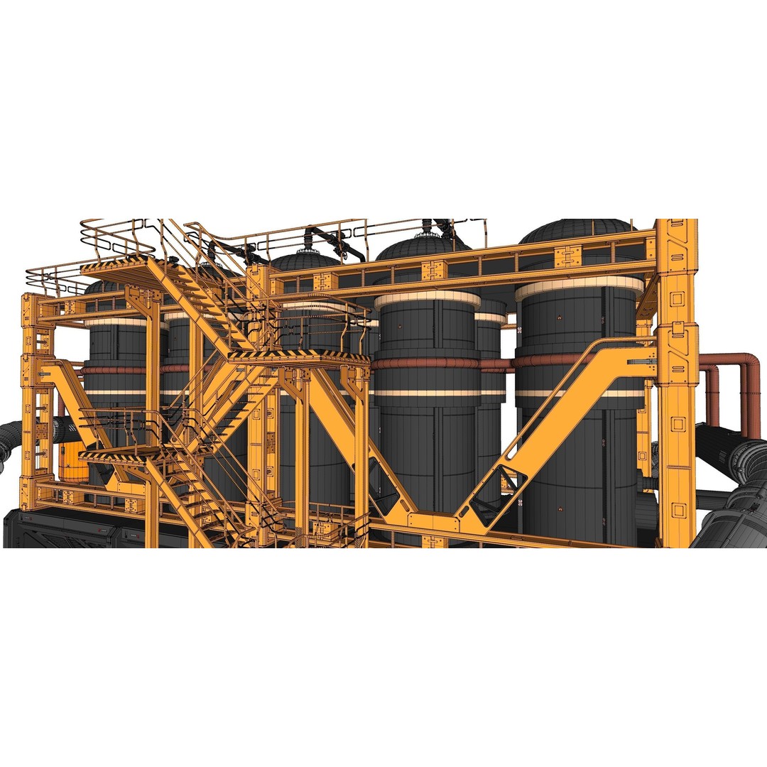 Sci-Fi Storage Tank 3D Model – Industrial Equipment for Games, FBX - View 32