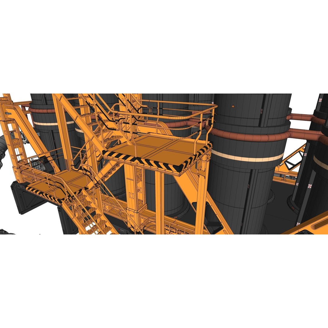 Sci-Fi Storage Tank 3D Model – Industrial Equipment for Games, FBX - View 33
