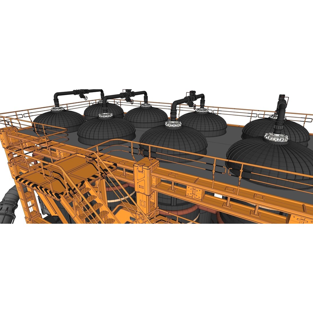 Sci-Fi Storage Tank 3D Model – Industrial Equipment for Games, FBX - View 34