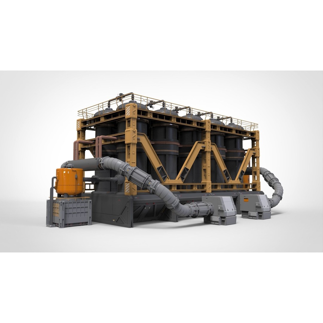 Sci-Fi Storage Tank 3D Model – Industrial Equipment for Games, FBX - View 5