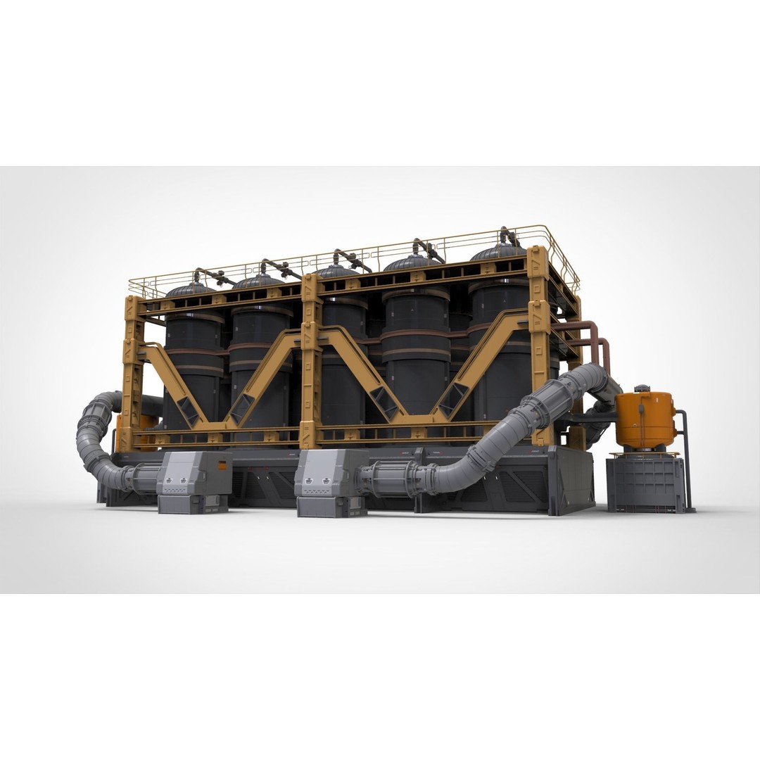 Sci-Fi Storage Tank 3D Model – Industrial Equipment for Games, FBX - View 6
