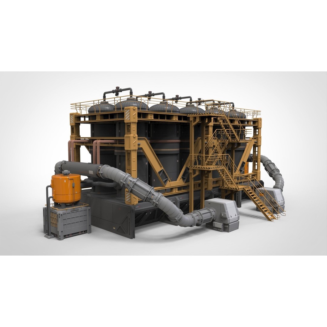 Sci-Fi Storage Tank 3D Model – Industrial Equipment for Games, FBX - View 9