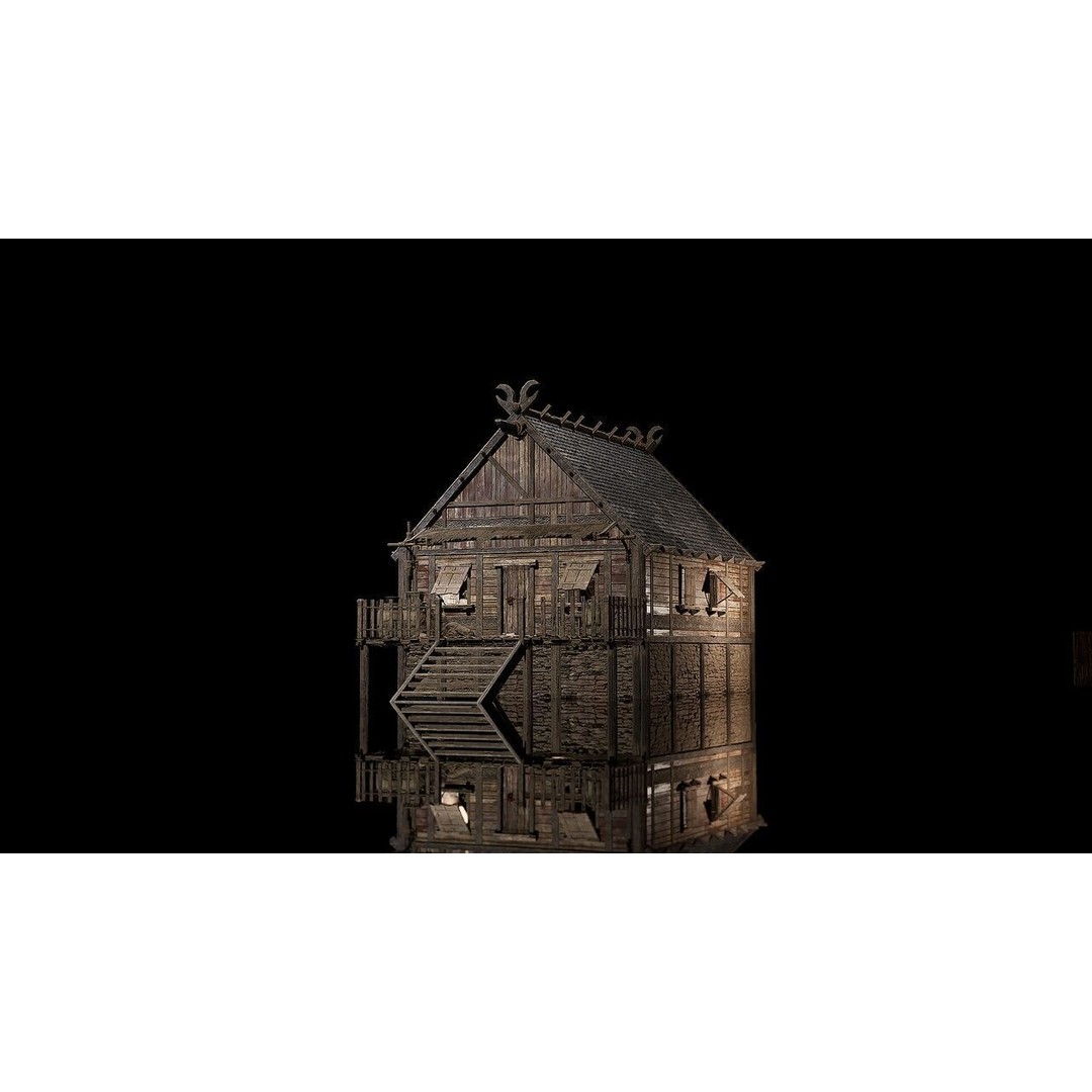 Modular Medieval Houses 3D Model – Low Poly Game Asset, FBX - View 3