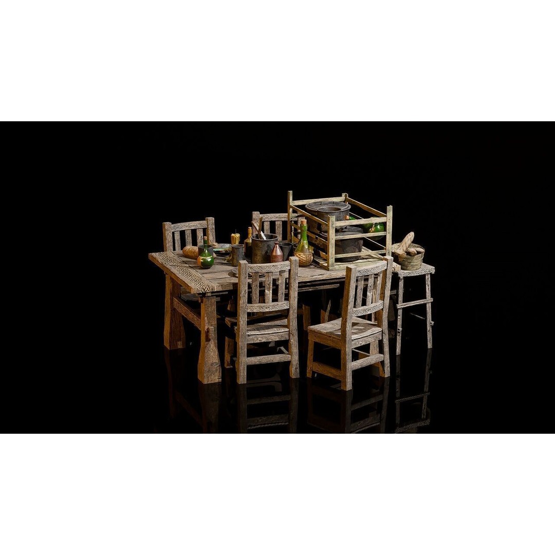 Modular Medieval Houses 3D Model – Low Poly Game Asset, FBX - View 9
