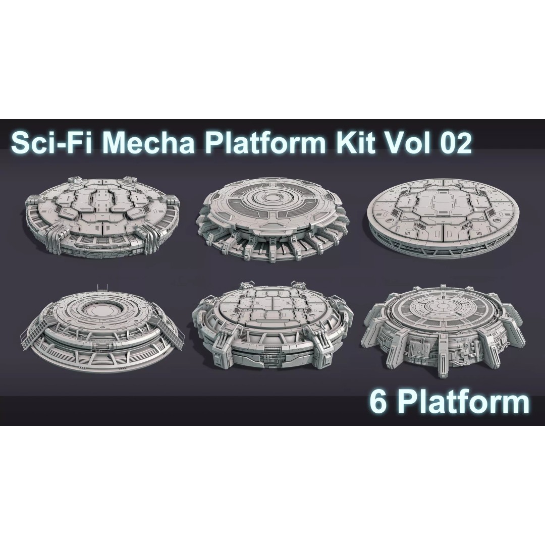 Sci-Fi Mecha Platform Kit 3D Model – Game-Ready Asset, FBX, Blender - View 2