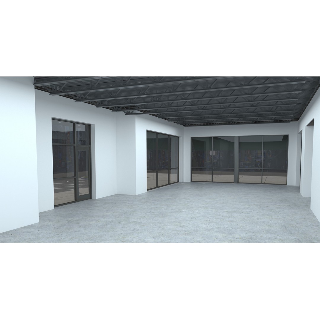 Retail Store 3D Model – Commercial Building with Parking Lot, FBX - View 12