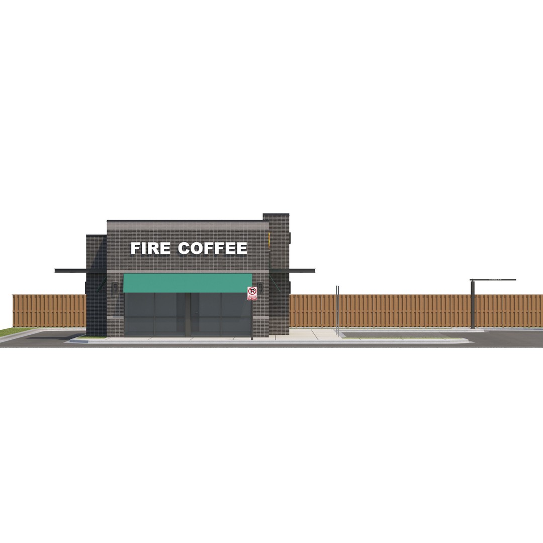 Retail Store 3D Model – Commercial Building with Parking Lot, FBX - View 13