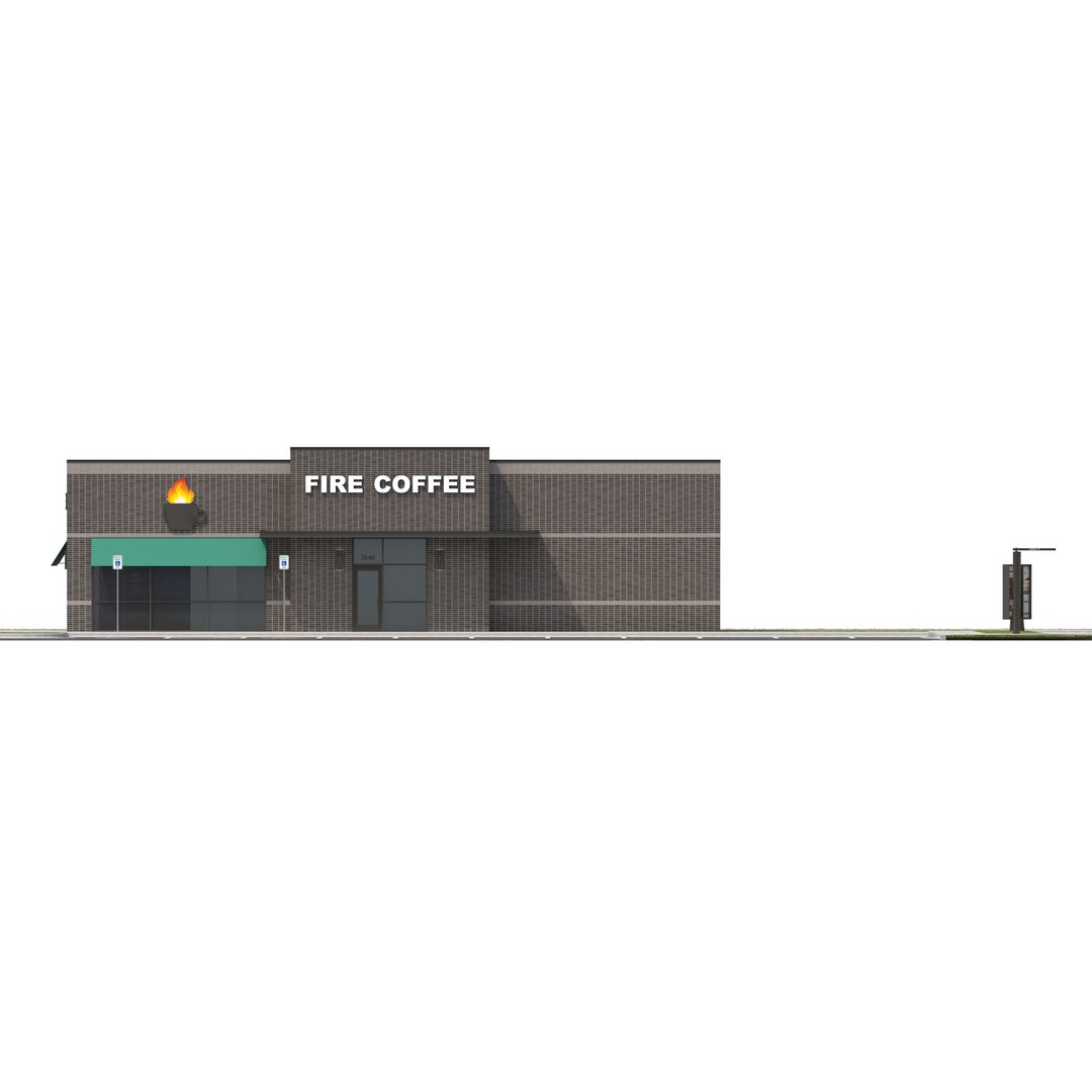 Retail Store 3D Model – Commercial Building with Parking Lot, FBX - View 14