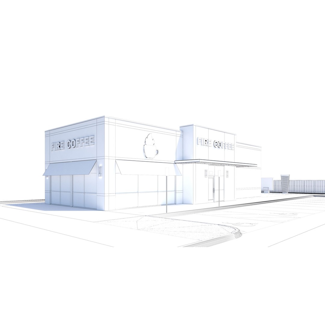 Retail Store 3D Model – Commercial Building with Parking Lot, FBX - View 18