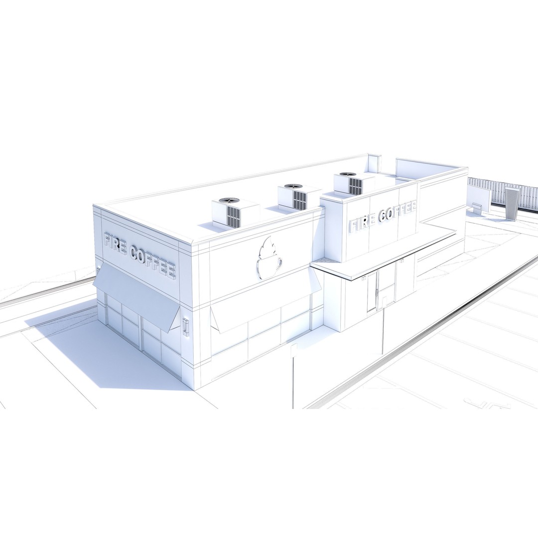 Retail Store 3D Model – Commercial Building with Parking Lot, FBX - View 21