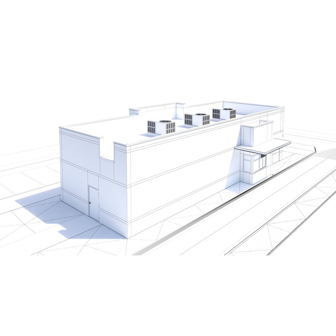 Retail Store 3D Model – Commercial Building with Parking Lot, FBX - View 22