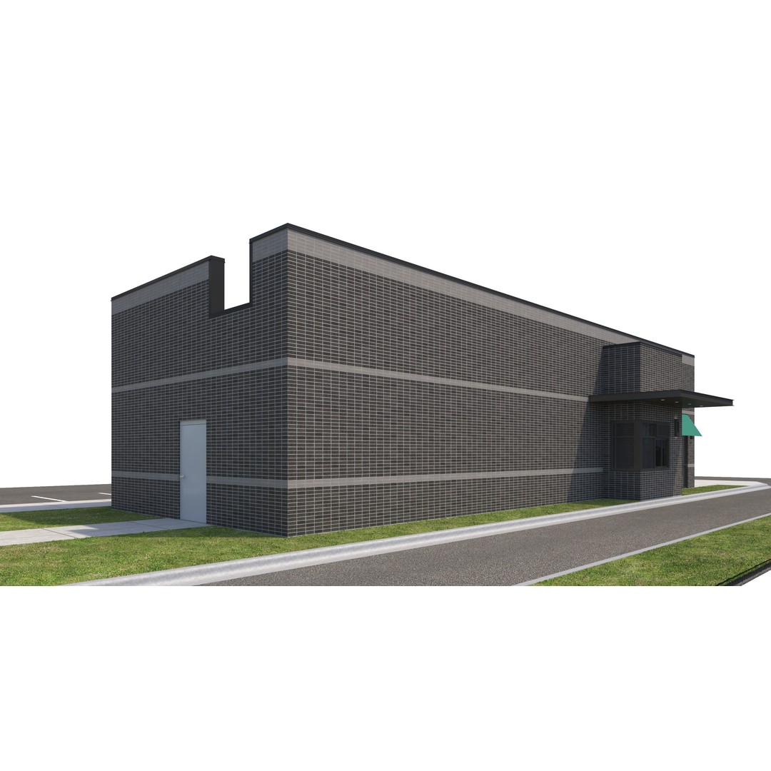 Retail Store 3D Model – Commercial Building with Parking Lot, FBX - View 5