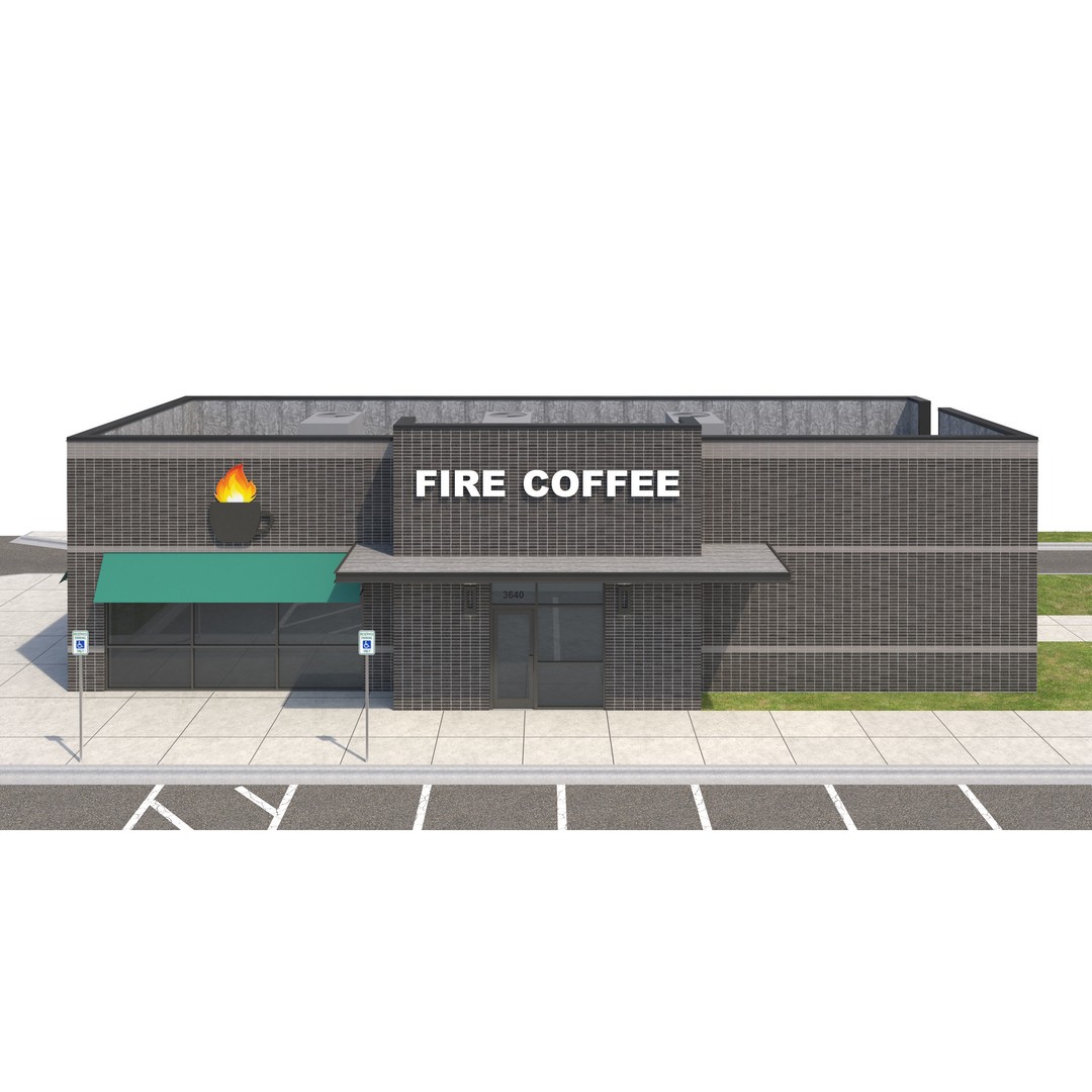 Retail Store 3D Model – Commercial Building with Parking Lot, FBX - View 8