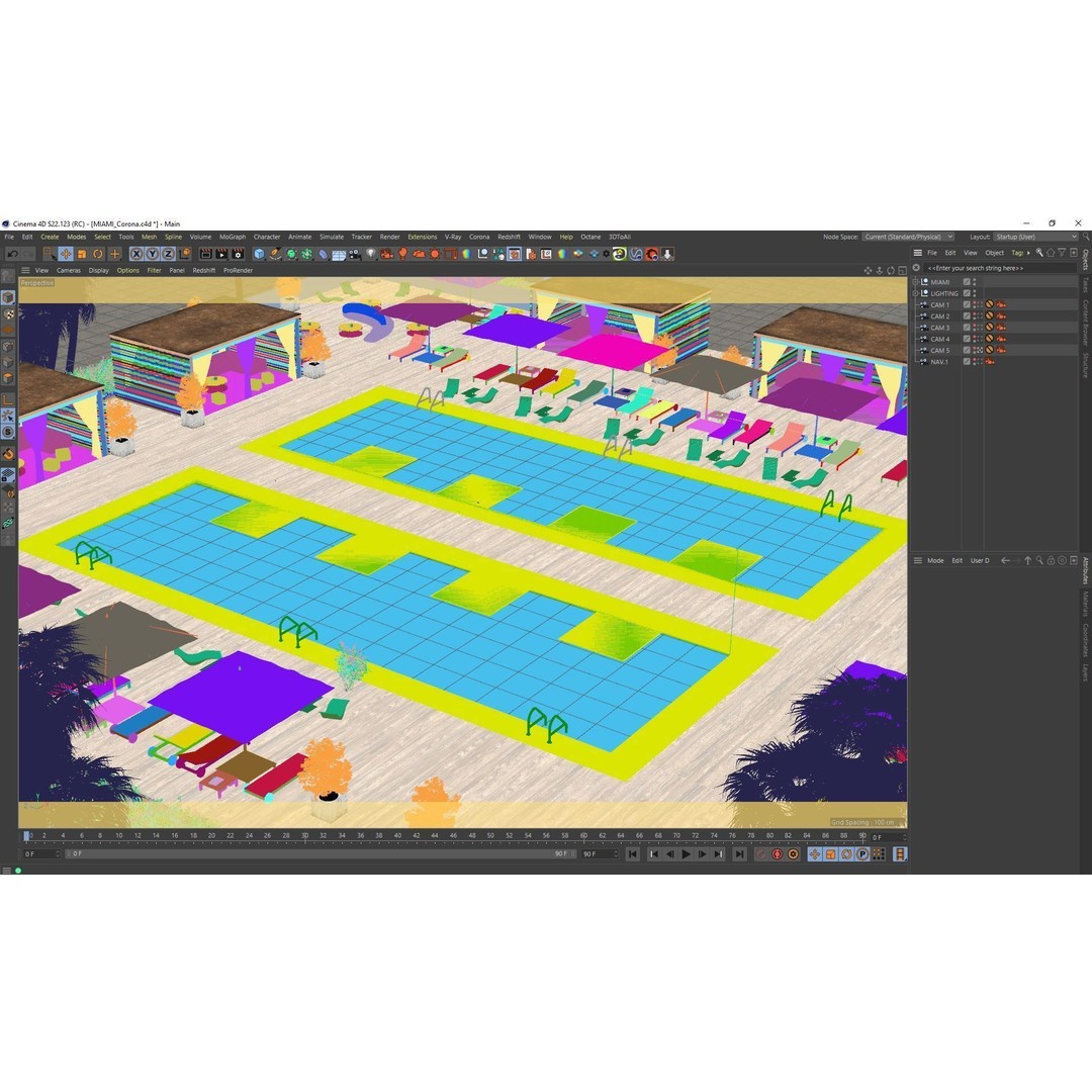 Miami Holiday Resort 3D Model – Exterior Scene Files, Cinema4D - View 10